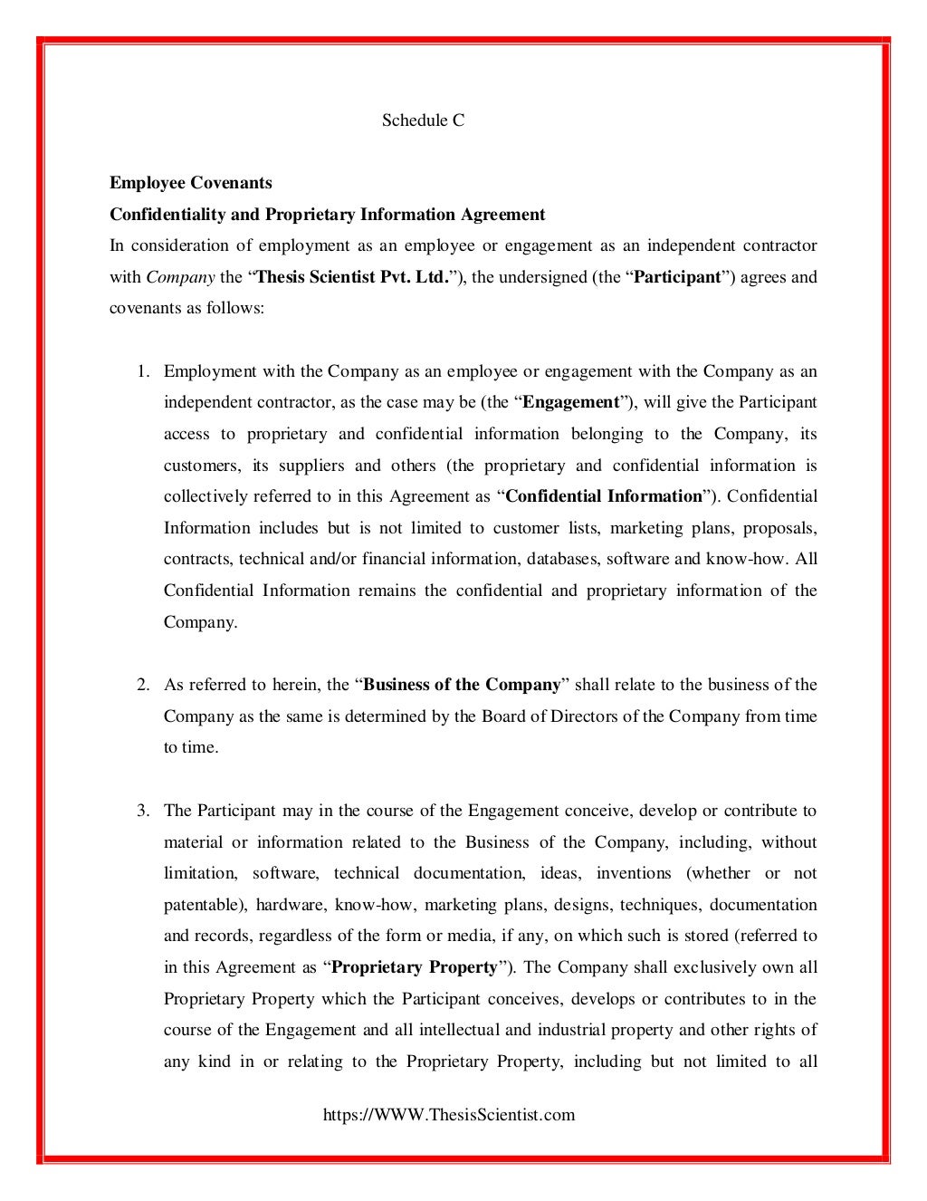 Sample company bond agreement