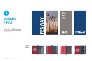 1                                                           Back
                                                                 Bay
                                                                 Fens




                                                        FENWAY
ESTABLISH
A FIELD
Begin to intergrate neighborhood banners
into the ﬁeld of Northeastern banners so
that they become a meeting area instead
of a dividing line
                                                                 1900   FENWAY



                                             EXISTING
                                             BANNERS




54   GdAM Environmental Design + Wayﬁnding
 