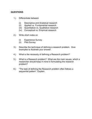 Analytical Research Question Example Final book -_rm | DOC