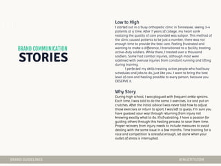 I started out in a busy orthopedic clinic in Tennessee, seeing 3-4
patients at a time. After 7 years of college, my heart sank
realizing the quality of care provided was subpar. This method of
the clinic caused patients to be just a number, there was not
enough time to provide the best care. Feeling frustrated and
wanting to make a difference, I transitioned to a facility treating
active-duty soldiers. While there, I treated over a thousand
soldiers. Some had combat injuries, although most were
sidelined with overuse injuries from constant running and lifting
during training.
I perfected my skills treating active people who had busy
schedules and jobs to do, just like you. I want to bring the best
level of care and healing possible to every person, because you
DESERVE it.
During high school, I was plagued with frequent ankle sprains.
Each time, I was told to do the same 3 exercises, ice and put on
crutches. After the initial advice I was never told how to adjust
those exercises or return to sport. I was left to guess. I’m sure you
have guessed your way through returning from injury not
knowing exactly what to do. It’s frustrating. I have a passion for
guiding others through this healing process to save them time.
Proper recovery from injury needs to include measures to avoid
dealing with the same issue in a few months. Time training for a
race and competition is stressful enough, let alone when your
outlet of stress is interrupted.
01
 