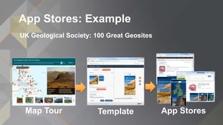 App Stores: Example
UK Geological Society: 100 Great Geosites
Map Tour Template App Stores
 