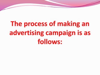 The process of making an
advertising campaign is as
follows:
 