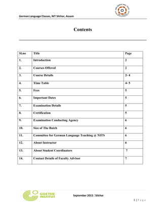 German Language Course @ NIT Silchar | PDF