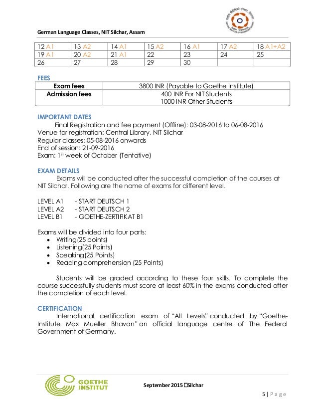 German Language Course At Nit Silchar