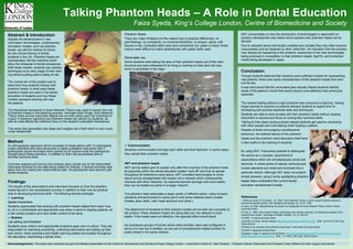 Talking Phantom Heads – A Role in Dental Education
                                                                                                        Faiza Syeda, King’s College London, Centre of Biomedicine and Society
Abstract & Introduction:                                                                         Phantom Heads                                                                                   ANT concentrates on how the introduction of technologies is dependent on
Despite the advancement in new                                                                   There are major limitations to the realism due to physical differences: no                      society’s development and needs which explains why phantom heads are so
information technologies, contemporary                                                           pain/feelings, no complaints, no movement/twitches, no tongue, saliva, soft                     life-like2.
simulation models, such as phantom                                                               tissues or lips. Extracted teeth used were sometimes red, green or black; these                 Due to networks being intrinsically unstable and variable they may often become
heads, are still the method of choice                                                            colours were difficult to match aesthetically with plastic teeth used.                          unsuccessful and be replaced by other networks3. An indication that this process
for pre-clinical training of dental                                                                                                                                                              may already be happening is the students’ awareness of two new technologies
students in the UK. Phantom heads are                                                            Removable Jaw                                                                                   being produced in competition to their phantom heads; hapTEL and humanoid
sophisticated, life-like manikins which                                                                                                                                                          robots being developed in Japan.
                                                                                                 Some students were taking the jaws of their phantom heads out of the main
allow the rehearsal of dental procedures.                                                        structure and were witnessed to be fixing or working on their jaws this way,
With these models, students can practice                                                         which is prohibited in the class.
techniques at an early stage of their train-                                                                                                                                                     Conclusion:
ing without putting patient safety at risk.                                                                                                                                                      Though students believed that manikins were sufficient models for representing
                                                                                                                                                                                                 real patients, there were some characteristics of the phantom heads that were
The overall aim of this project was to                                                                                                                                                           not life-like.
determine how students interact with
                                                                                                                                                                                                 It was discovered that the removable jaws actually helped students identify
phantom heads, in what ways these
                                                                                                                                                                                                 areas of the patient’s mouth that would require more attention than previously
phantom heads are used in the dental
                                                                                                                                                                                                 expected.
education of students and how these
models represent working with real
life patients.                                                                                                                                                                                   The relaxed setting without a rigid schedule was conducive to learning. Having
                                                                                                                                                                                                 longer periods to practice on patients allowed students to spend time on
The theoretical framework of Actor-Network Theory was used to explain the role                                                                                                                   developing and practice essential skills and techniques.
of phantom heads in the teaching process. Amongst other things, Actor-Network                                                                                                                    Students are able to work at ease with their phantom heads without causing
Theory looks at how inanimate objects are not only acted upon but contribute to
a goal; in essence capturing how phantom heads are utilized by students, as                                                                                                                      discomfort to anyone and focus on honing their technical skills.
well as what effects the manikins have on the student’s education themselves.                                                                                                                    Talking to their peers during practice helped students get used to conversing
                                                                                                                                                                                                 with other people and multi-tasking while treating a patient.
This study also generated new ideas and insights into a field which is very much                                                                                                                 Despite at times encouraging unprofessional
under-researched.
                                                                                                                                                                                                 behaviour, the artificial factors of the phantom
                                                                                                                                                                                                 heads and the phantom head laboratory itself were
Method:                                                                                                                                                                                          in fact useful to the training of students.
An ethnographic approach which consisted of observations with 12 participants                     Communication
(video-recorded) and semi-structured in-depth qualitative interviews with 3                      Students communicated amongst each other and their teachers. In some cases,
participants (audio-recorded) were carried out to explore what the participants                                                                                                                  By using ANT, it becomes possible to distinguish
thought about these manikins, in addition to their role as practical aids to                     they named their phantom heads.                                                                 the device as a complex, assortment of
develop technical skills.
                                                                                                                                                                                                 associations which are simultaneously social and
Overview analysis and line-by line analysis were carried out on the transcribed                  ANT and phantom heads                                                                           technical. A whole series of natural, technical and
interviews followed by the data being coded for themes. A textual summary was                    ANT can be called upon to explain why after the invention of the phantom head                   human elements are linked and enclosed into a
taken from the videos and observational data. All participants were second year                  its popularity within the dental education system ‘took off’ and how its spread
dental students.                                                                                                                                                                                 particular device. Although ANT does not present
                                                                                                 throughout all institutions came about. ANT considers technologies to come
                                                                                                                                                                                                 simple answers, using it while spotlighting phantom
                                                                                                 about and be amalgamated with people into a network which subsequently
Findings:                                                                                        interacts with other networks. As networks become stronger and more stable,                     heads helps understand the current dental
The results of the observations and interviews focused on how the phantom                        they can be treated as points in a larger network1                                              education development broadly.
heads figured in the socialisation process in addition to their role as practical
aids to developing technical skills. The following themes emerged:                               The phantom head associates a large variety of different actors, many humans
 Learning                                                                                       (students and technicians to name just 2) and some material actors (rubber                       References:
                                                                                                 cheeks, jaws, teeth, main head structure and chest.)                                            1.Williams-Jones, B. & Graham, J.E. 2003. Actor-Network Theory: a tool to support ethical analysis of
Spatial Awareness                                                                                                                                                                                commercial genetic testing. New Genetics and Society, 22, (3) 271-296.
Students appreciated that working with phantom heads helped them learn how                                                                                                                       2.Latour, B. 2005. Reassembling the Social: An Introduction to Actor-Network Theory Oxford, Oxford
to; sit in a comfortable and appropriate way when it came to treating patients, sit              The attachment of students to their phantom heads can be seen as a success of                   University Press
                                                                                                 the product. When phantom heads are doing their job, the network is more                        3.Prout, A. 1996. Actor network theory, technology and medical sociology: An illustrative analysis of the
in the correct position and have better control of the lamp.                                                                                                                                     metered dose inhaler. Sociology of Health & Illness, 18, (2) 198-219
 Realism                                                                                        stable. If the heads were not effective, the opposite effect would result.                      FIGURE 1 A typical phantom head
Lab setting and timetable                                                                                                                                                                        University of Leeds. Dental Institute. http://reporter.leeds.ac.uk/523/s12.htm . 2007. 20-6-2010. Ref Type:
                                                                                                                                                                                                 Online Source
Students wore uniform and appropriate protective gear worn in clinics. They are                  As successive groups of human actors were enrolled, each was configured in
                                                                                                                                                                                                 FIGURE 2 An example of the phantom head class. Photo taken by Faiza Syeda
responsible for sterilising everything, collecting instruments and setting up their              terms of a new set of abilities, as one set of competencies implied another for                 FIGURE 3 Japanese Dental Robot
own clinics. Hand sanitizers and health warning posters are located throughout                   actors linked in the same network.                                                              Engadget. Image of Japanese Dental Robot. http://www.engadget.com/2007/11/28/simroid-robot-lets-
the laboratory, resembling a dental clinic.                                                                                                                                                      dental-students-know-what-hurts/ . 2007. 11-7-2010. Ref Type: Online Source


Acknowledgements: This study was conducted as part of a Masters dissertation at the Centre for Biomedicine and Society at Kings College London. I would like to thank Dr. Alex Faulkner , Professor Steven Wainwright and Professor Clare Williams for their support and advice.
 
