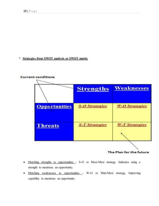 Swot Matching Example SWOT analysis | DOCX