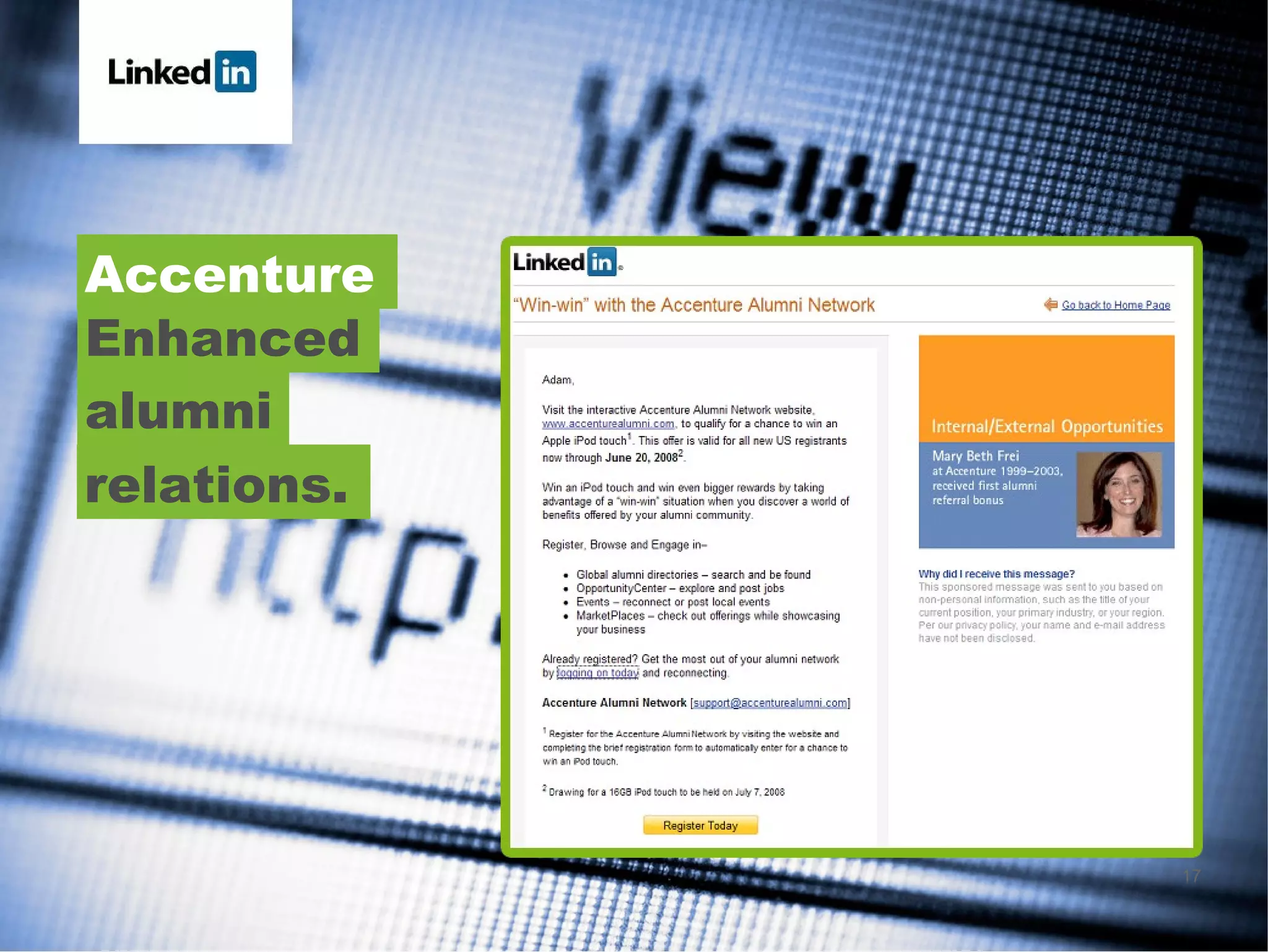 © View 2010. Supplied commercial in confidence Accenture Enhanced alumni relations. 