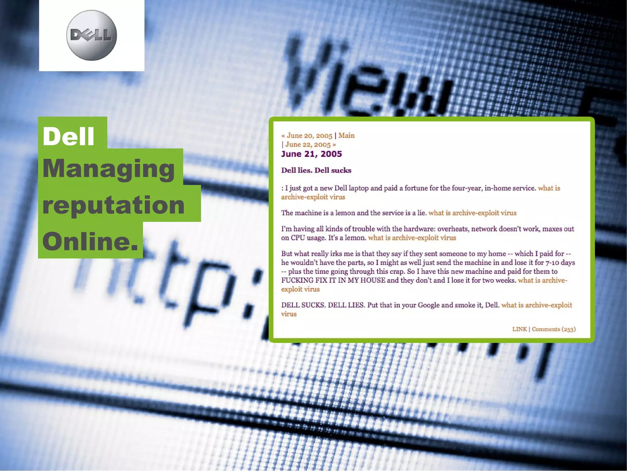 Dell reputation Managing Online. 