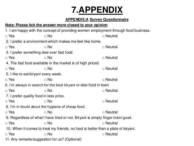 appendix of a business plan example