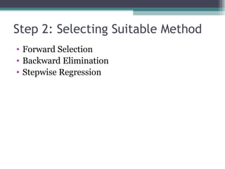 Forward Stepwise Statistics Case Study - Stepwise Multiple Regression | PPT