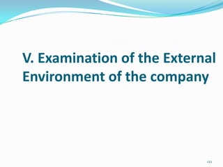 V. Examination of the External
Environment of the company
122
 
