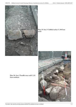 04E0750      Kildare County Council Sewerage Scheme, Castledermot town, Co. Kildare           ISSUE 7: Eachtra Journal - ISSN 2009-2237




                                                                       Plate 19: Area 5 Cobbled surface C.198 from
                                                                       north




          Plate 20: Area 5 Possible town wall C.215
          from southeast.




Permalink: http://eachtra.ie/index.php/journal/04e0750-castledermot-town-co-kildare/                                               112
 