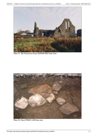 04E0750      Kildare County Council Sewerage Scheme, Castledermot town, Co. Kildare    ISSUE 7: Eachtra Journal - ISSN 2009-2237




            Plate 21: The Franciscan Friary (KD040-002) from west.




            Plate 22: Area 6 Wall C.430 from east.




Permalink: http://eachtra.ie/index.php/journal/04e0750-castledermot-town-co-kildare/                                        113
 