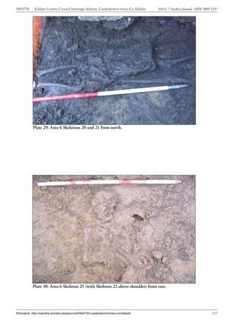 04E0750      Kildare County Council Sewerage Scheme, Castledermot town, Co. Kildare    ISSUE 7: Eachtra Journal - ISSN 2009-2237




            Plate 29: Area 6 Skeletons 20 and 21 from north.




            Plate 30: Area 6 Skeleton 25 (with Skeleton 22 above shoulder) from east.




Permalink: http://eachtra.ie/index.php/journal/04e0750-castledermot-town-co-kildare/                                        117
 