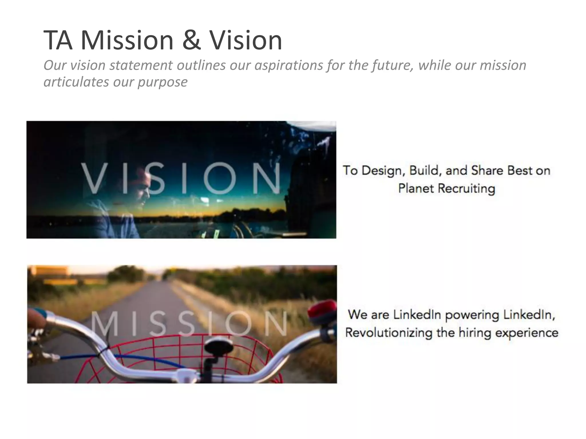 TA Mission & Vision
Our vision statement outlines our aspirations for the future, while our mission
articulates our purpose
 