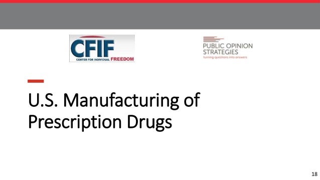 18
U.S. Manufacturing of
Prescription Drugs
 