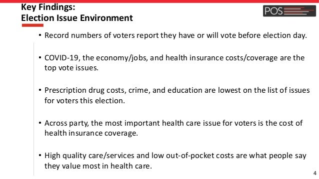 4
Key Findings:
Election Issue Environment
• Record numbers of voters report they have or will vote before election day.
•...