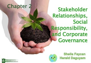 Stakeholder
Relationships,
Social
Responsibility,
and Corporate
Governance
 