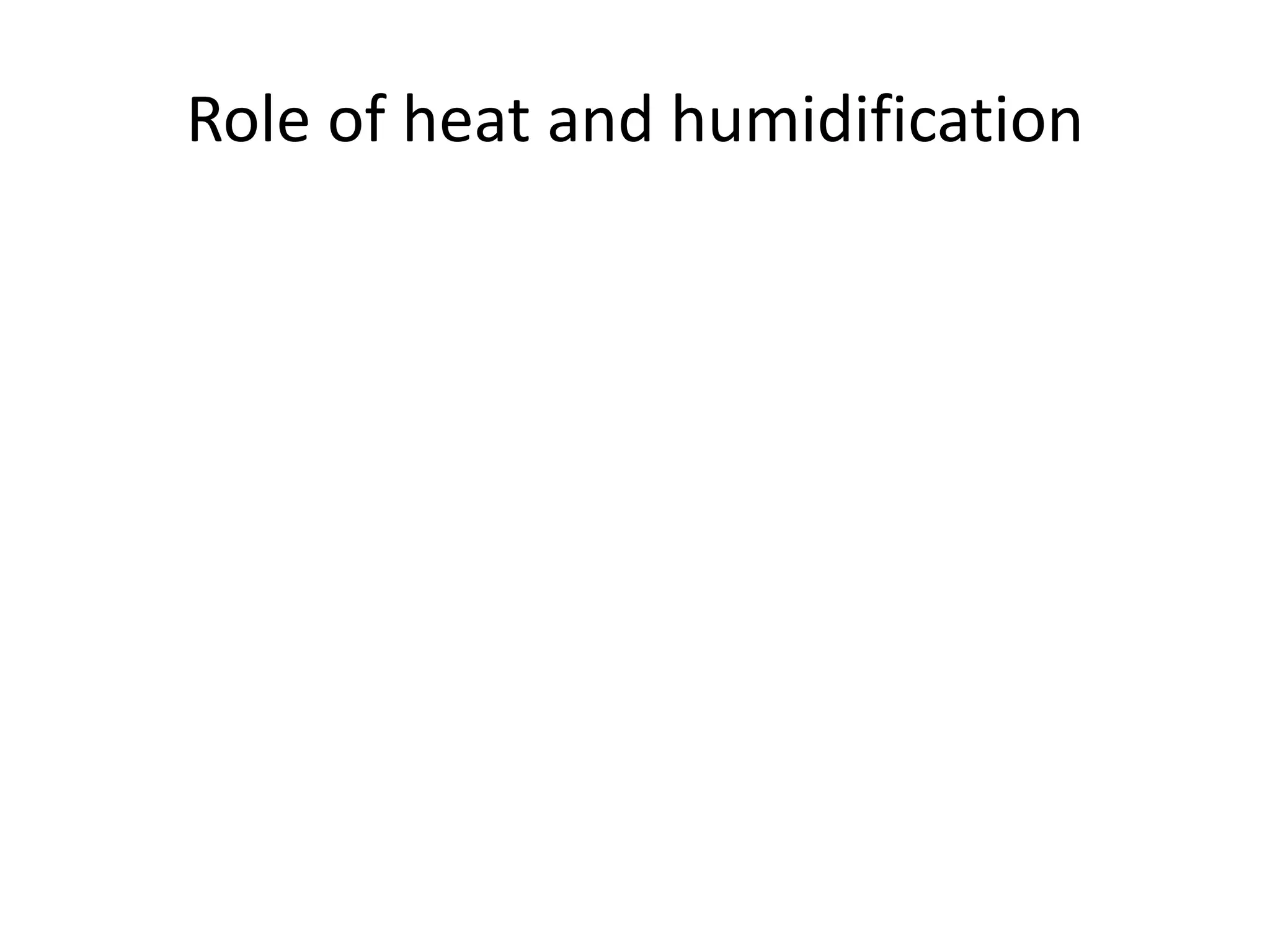 Role of heat and humidification
 