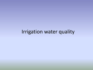 Irrigation water quality
 