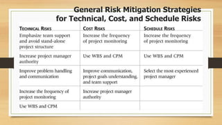 General Risk Mitigation Strategies
for Technical, Cost, and Schedule Risks
 