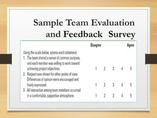 Sample Team Evaluation
and Feedback Survey
 