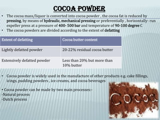 Cocoa - chemistry processing and technology | PPTX