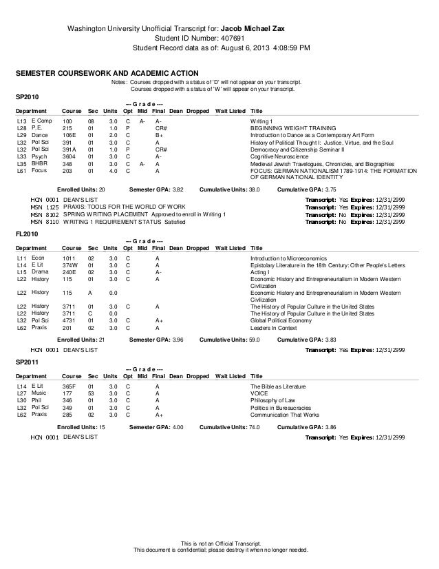 Final college transcript