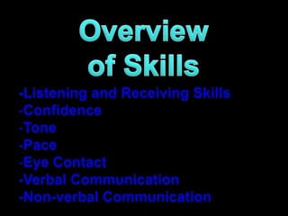 Overview of Skills-Listening and Receiving SkillsConfidence