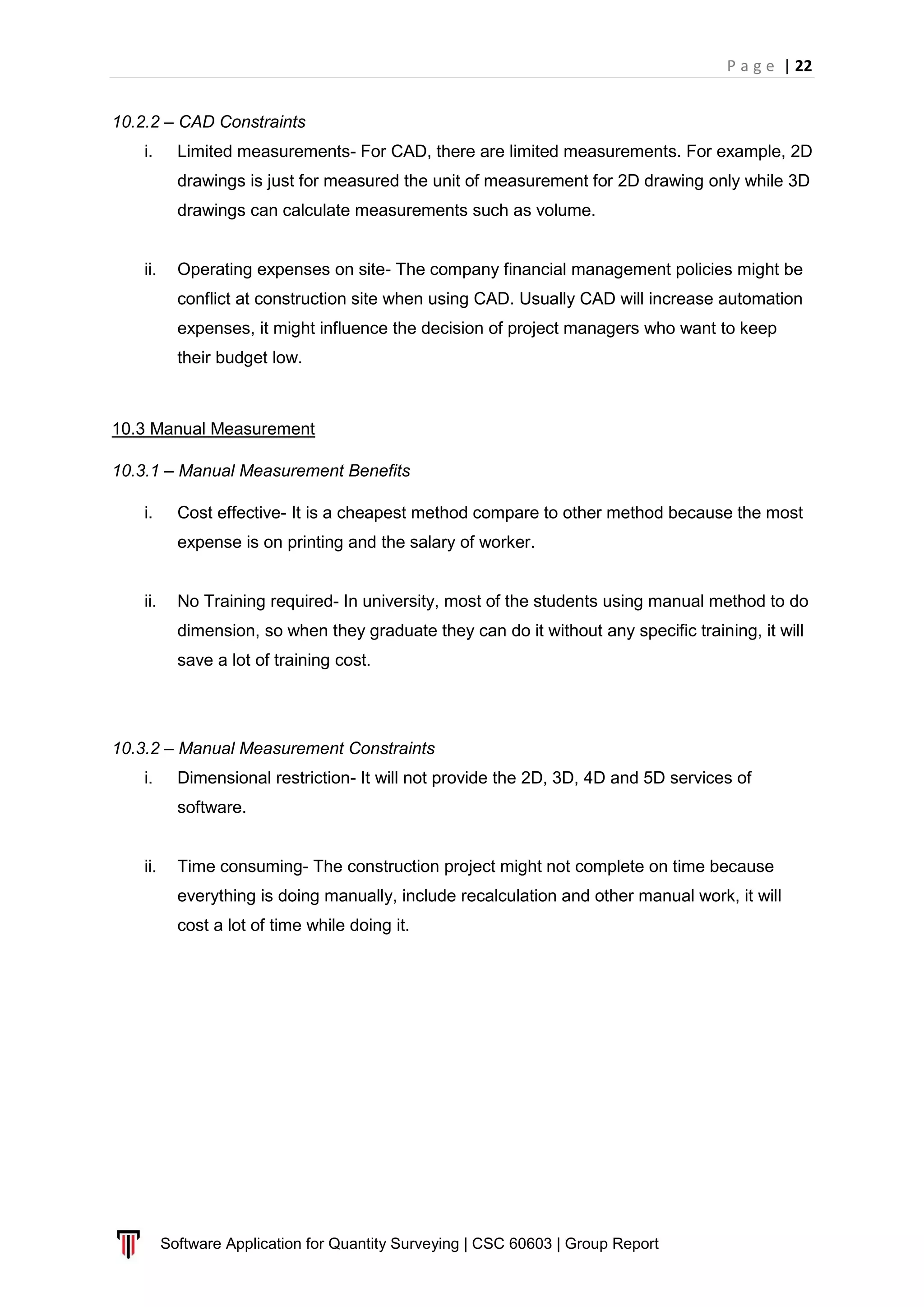 Software Application in Quantity Surveying - Report | PDF