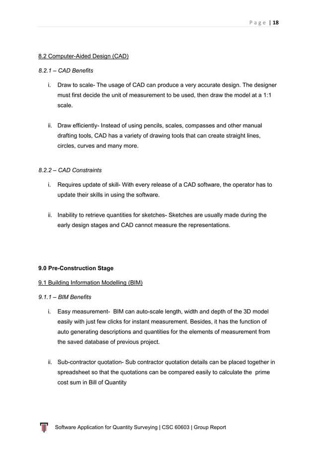 Software Application in Quantity Surveying - Report | PDF | Civil ...
