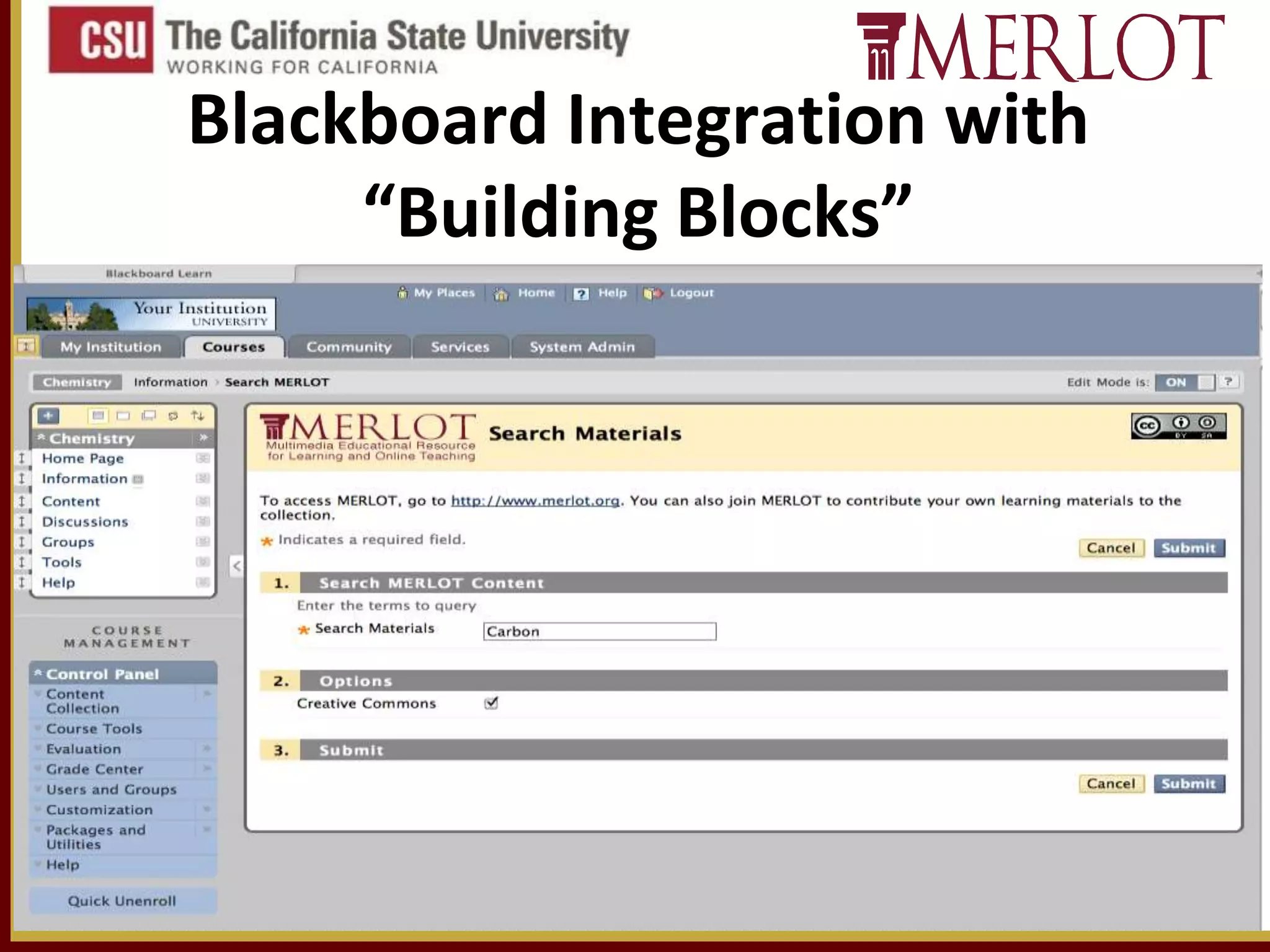 Blackboard Integration with
“Building Blocks”

 