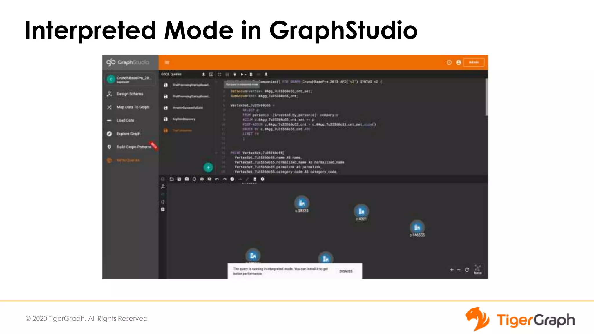 © 2020 TigerGraph. All Rights Reserved
Interpreted Mode in GraphStudio
 