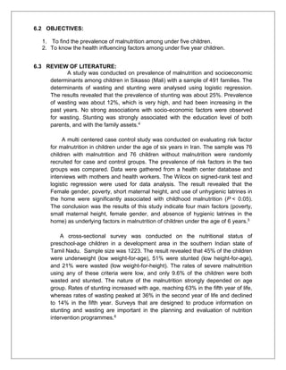 Prevalence of malnutrition among under five children of RukaminiNagar ...