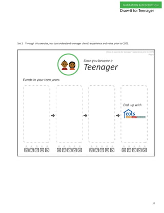 37
NARRATION & DESCRIPTION
Through this exercise, you can understand teenager client’s experience and value prior to COTS.Set 2
Draw-it for Teenager
 