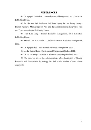 31
REFERENCES
01. Dr. Nguyen Thanh Hoi - Human Resource Management, 2012, Statistical
Publishing House.
02. Dr. Ha Van Hoi...