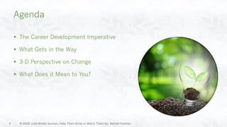 ▪ The Career Development Imperative
▪ What Gets in the Way
▪ 3-D Perspective on Change
▪ What Does it Mean to You?
© 2020 Julie Winkle Giulioni, Help Them Grow or Watch Them Go, Berrett-Koehler.5
Agenda
 