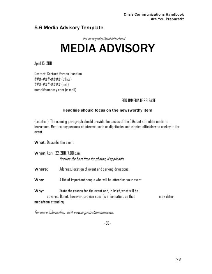 media alert template final crisis communications handbook media alert template final crisis communications handbook