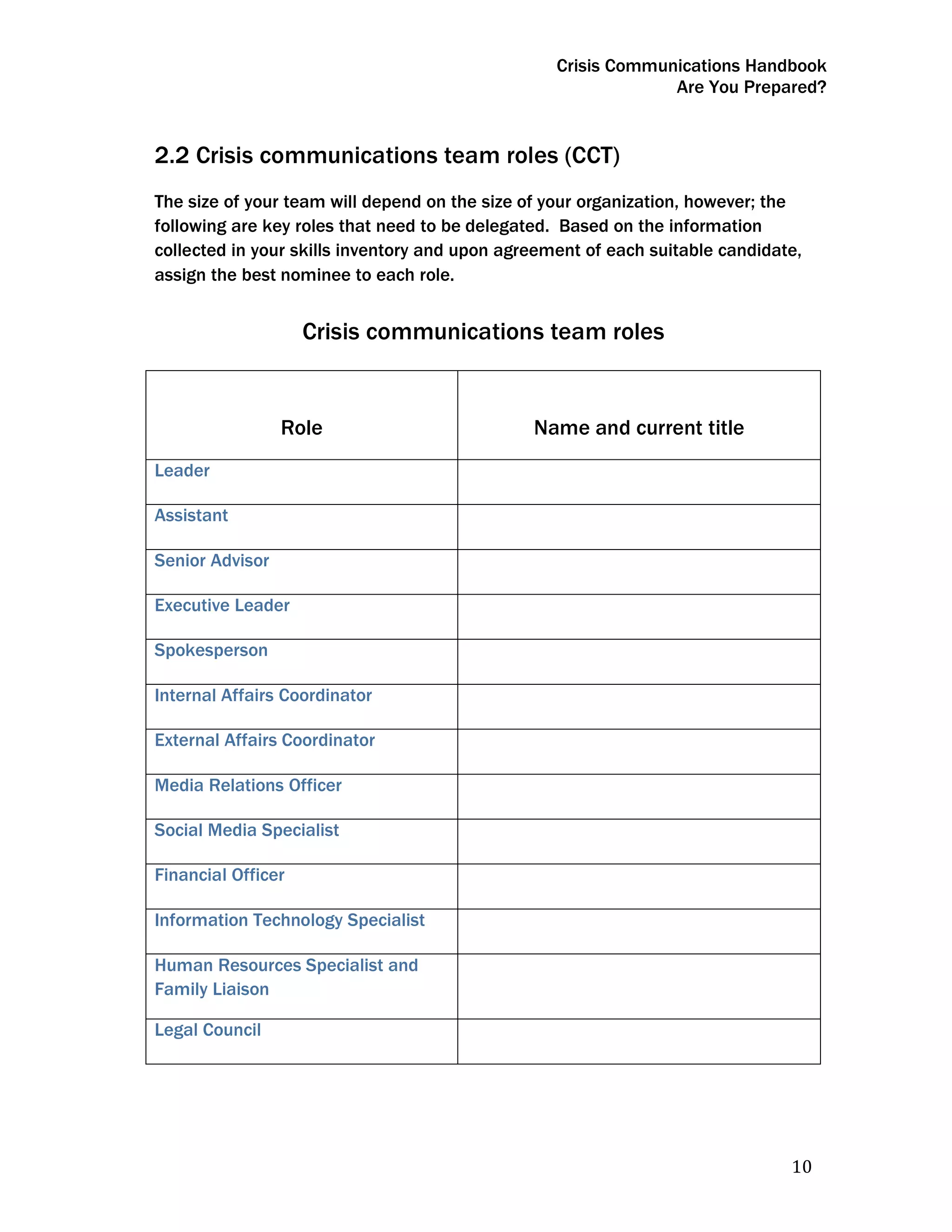 External Relations Officer Handbook.pdf Crisis Communications Handbook | PDF