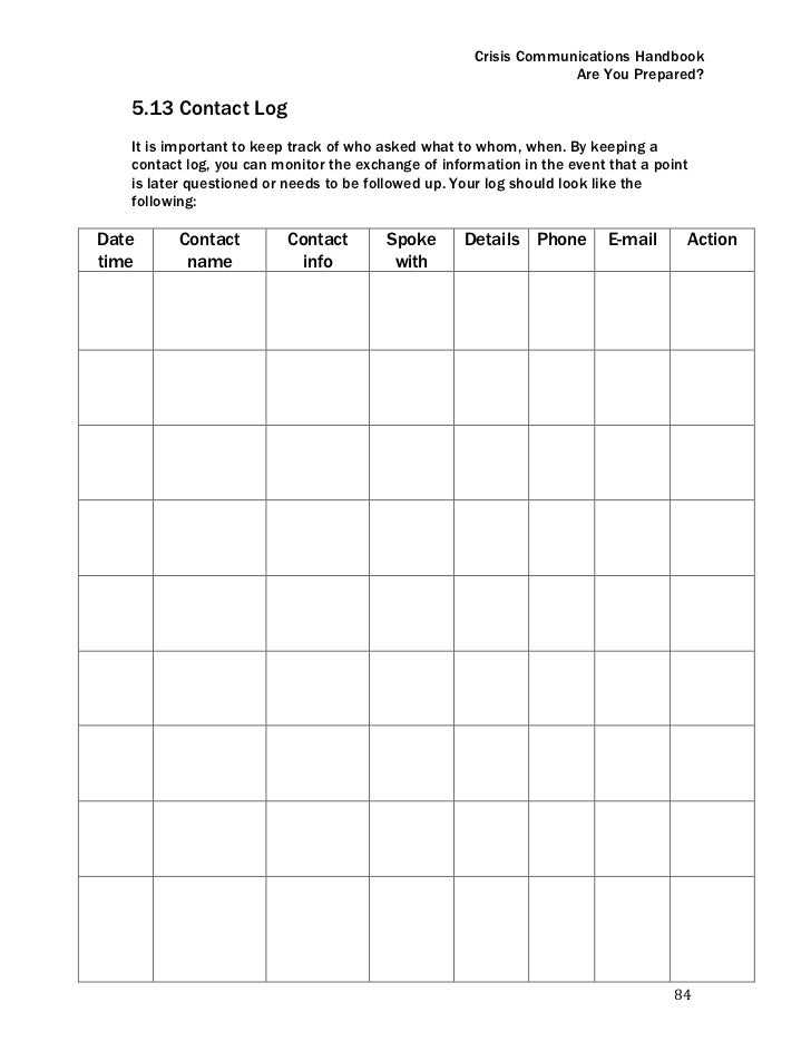 crisis communications handbook police radar log sheets