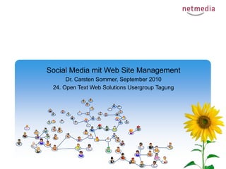 Social Media mit Web Site Management  Dr. Carsten Sommer, September 2010 24. Open Text Web Solutions UsergroupTagung 