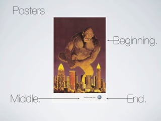 Posters

          Beginning.




Middle.      End.
 