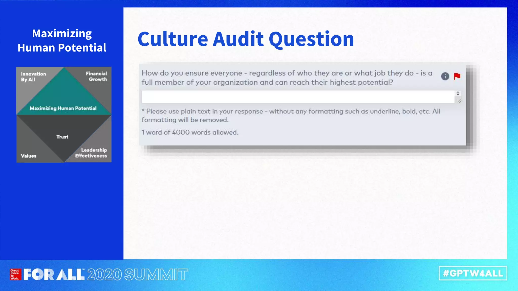 Culture Audit QuestionMaximizing
Human Potential
 