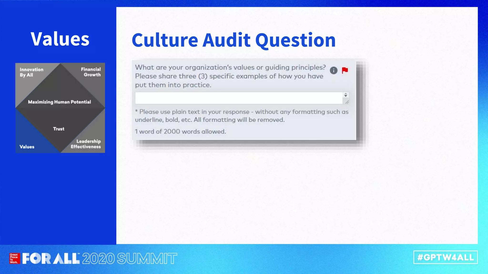 Values Culture Audit Question
 
