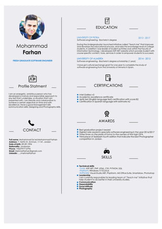 Mohammad farhan CV | PDF
