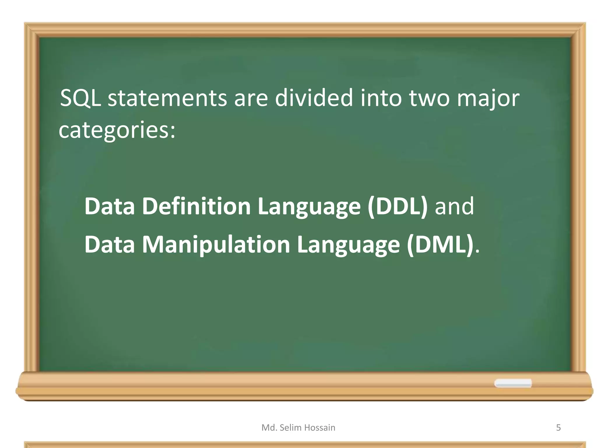 Data Definition and Data Manipulation Language-DDL & DML | PPTX