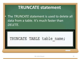 Data Definition and Data Manipulation Language-DDL & DML | PPTX