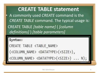 Data Definition and Data Manipulation Language-DDL & DML | PPTX