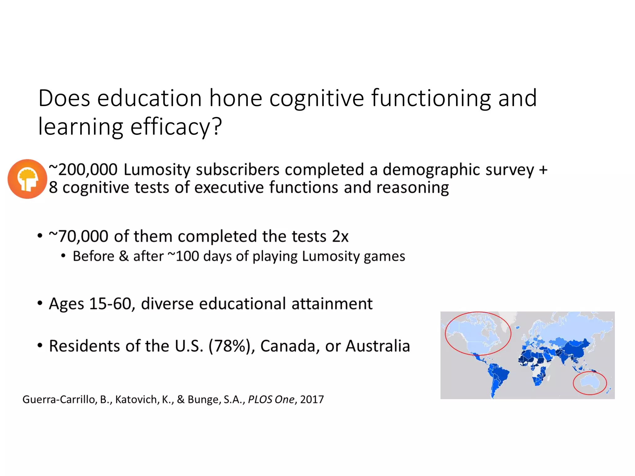 Does education hone cognitive functioning and
learning efficacy?
 