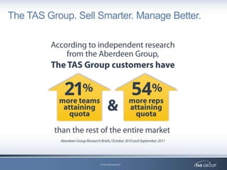 The TAS Group. Sell Smarter. Manage Better.




                    © The TAS Group 2012
 